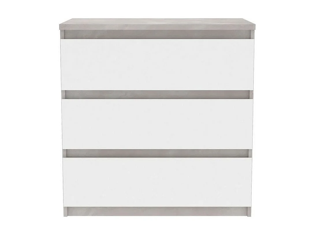 Commode CHELSEA 3 Tiroirs - Couleur blanc/beton clair - L 77,2 x P 42 x H 79,9 cm