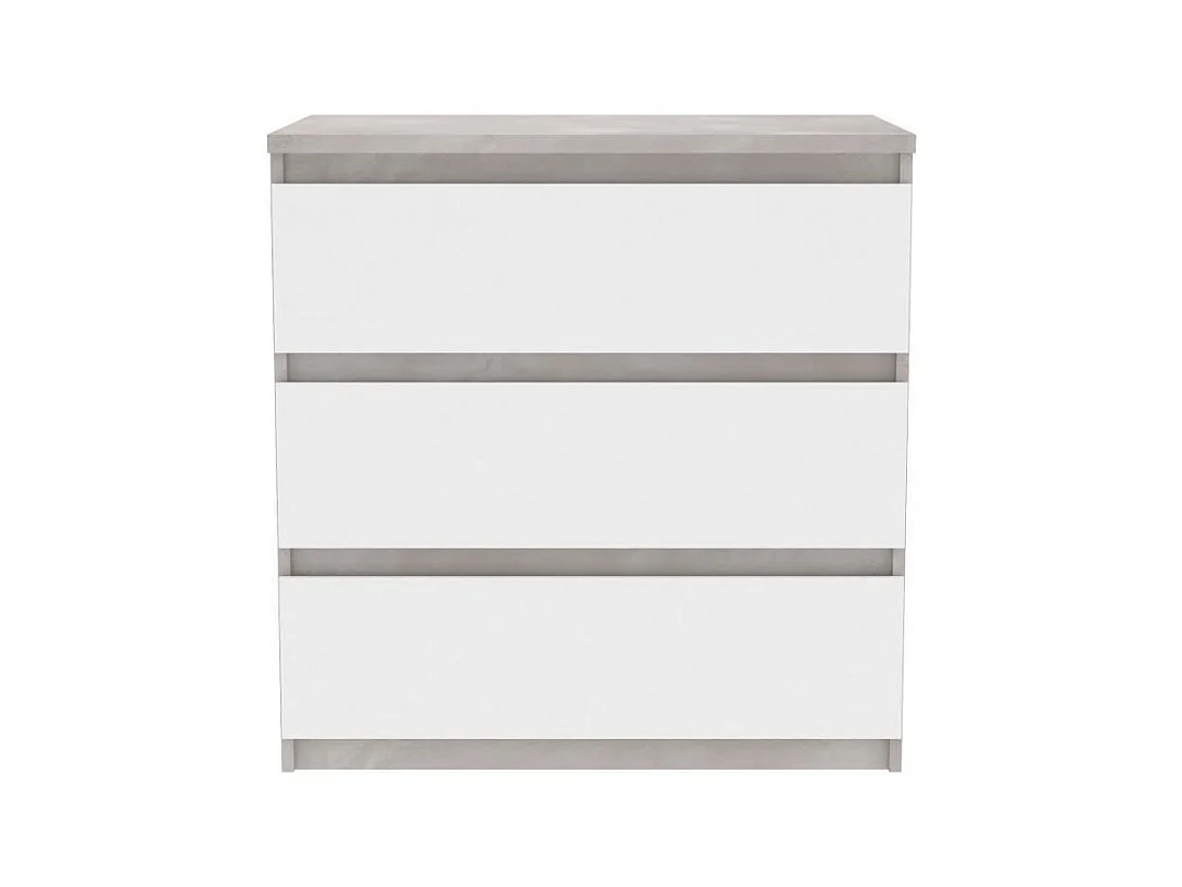 Kommode CHELSEA 3 Schubladen Weiß/Heller Beton 77,2 x 42 x 79,9 cm