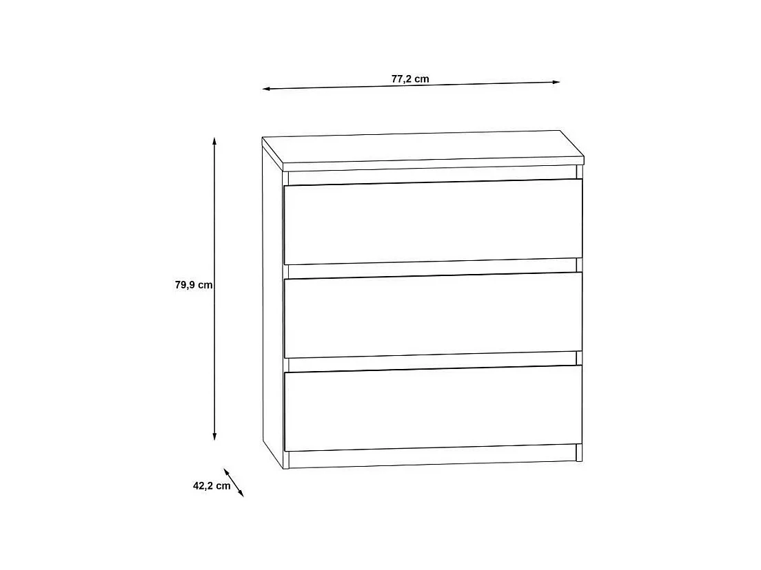 Kommode CHELSEA 3 Schubladen Weiß/Heller Beton 77,2 x 42 x 79,9 cm