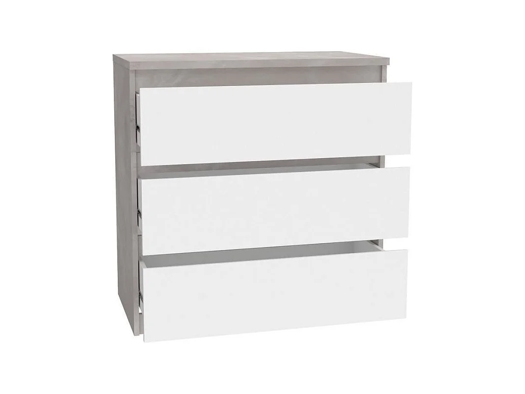 Kommode CHELSEA 3 Schubladen Weiß/Heller Beton 77,2 x 42 x 79,9 cm