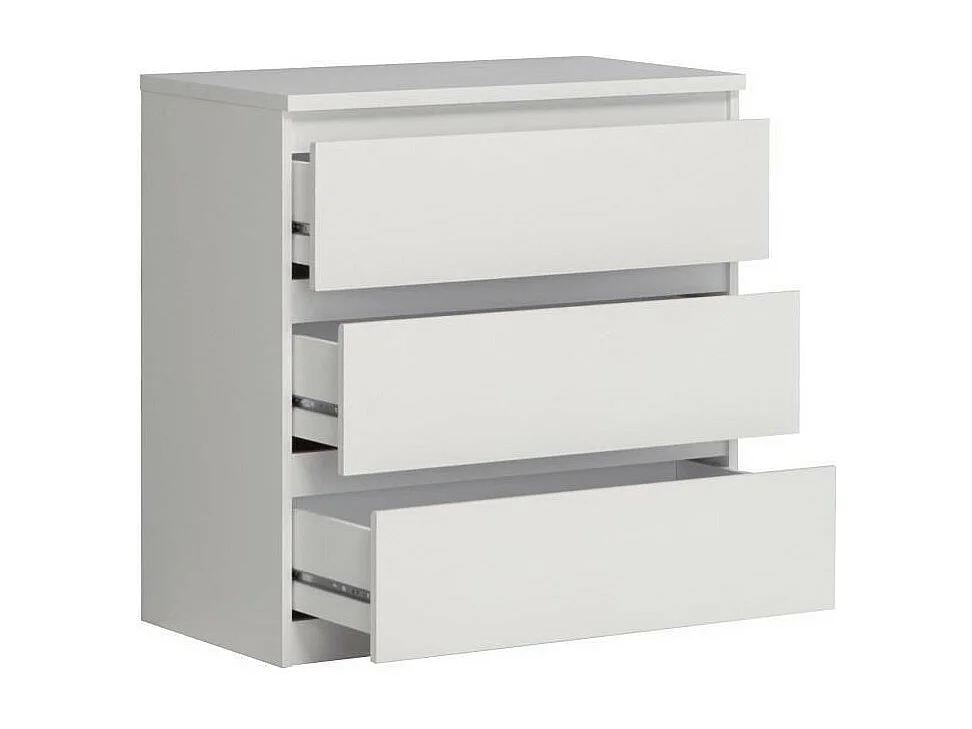 Commode CHELSEA 3 Tiroirs - Couleur blanc mat - L 77,2 x P 42 x H 79,9 cm