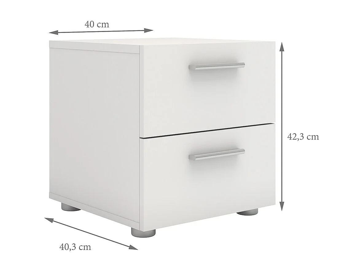 Pepe Table de nuit, largeur 40 cm, hauteur 42 cm, blanc.