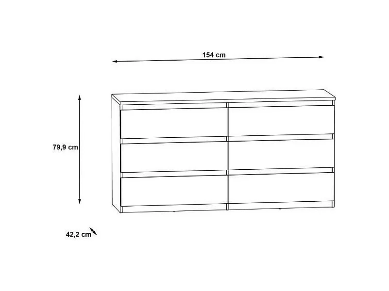 Cassettiera a 6 cassetti CHELSEA Colore bianco opaco 154 x 42,2 x 79,9 cm