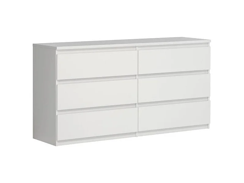Commode CHELSEA 6 Tiroirs - Couleur blanc mat - L 154 x P 42,2 x H 79,9 cm