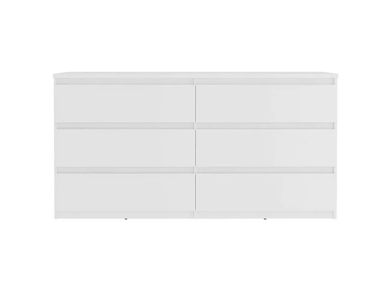 Commode CHELSEA 6 Tiroirs - Couleur blanc mat - L 154 x P 42,2 x H 79,9 cm