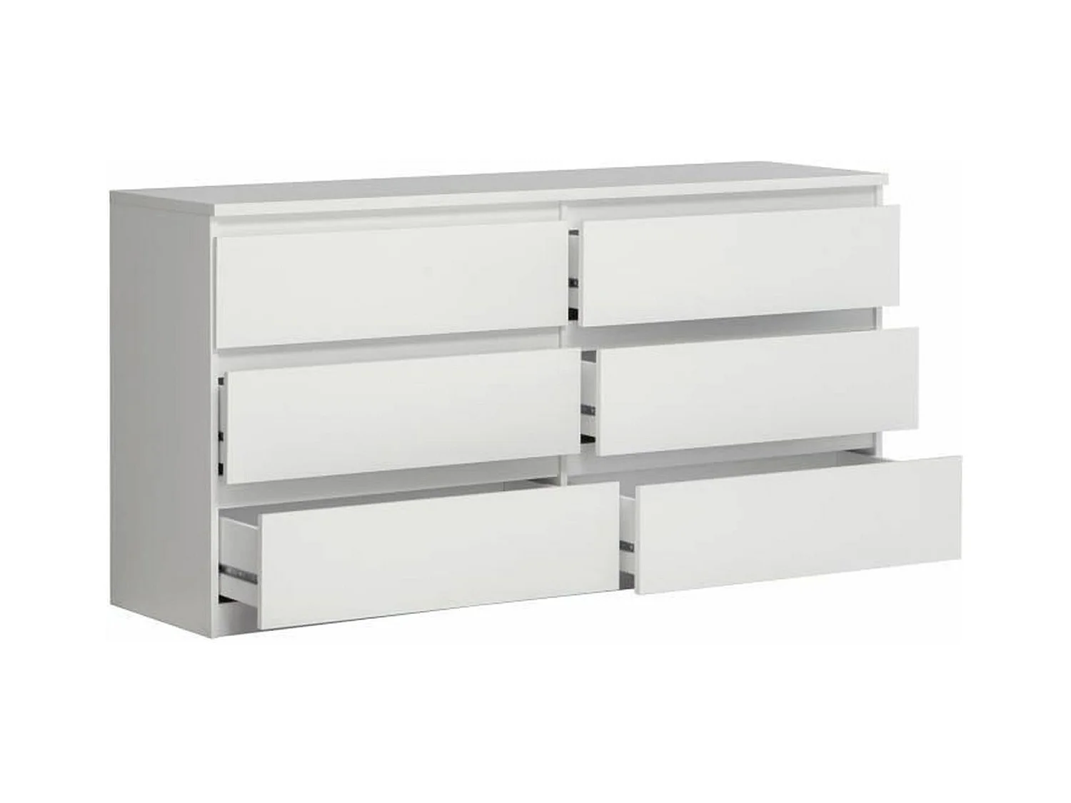 Commode CHELSEA 6 Tiroirs - Couleur blanc mat - L 154 x P 42,2 x H 79,9 cm