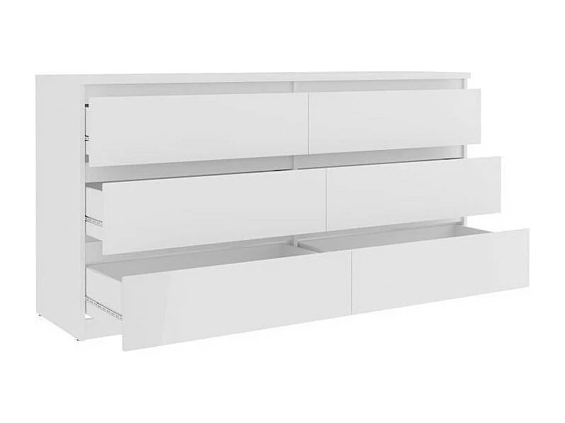 Commode CHELSEA 6 Tiroirs - Couleur blanc mat - L 154 x P 42,2 x H 79,9 cm