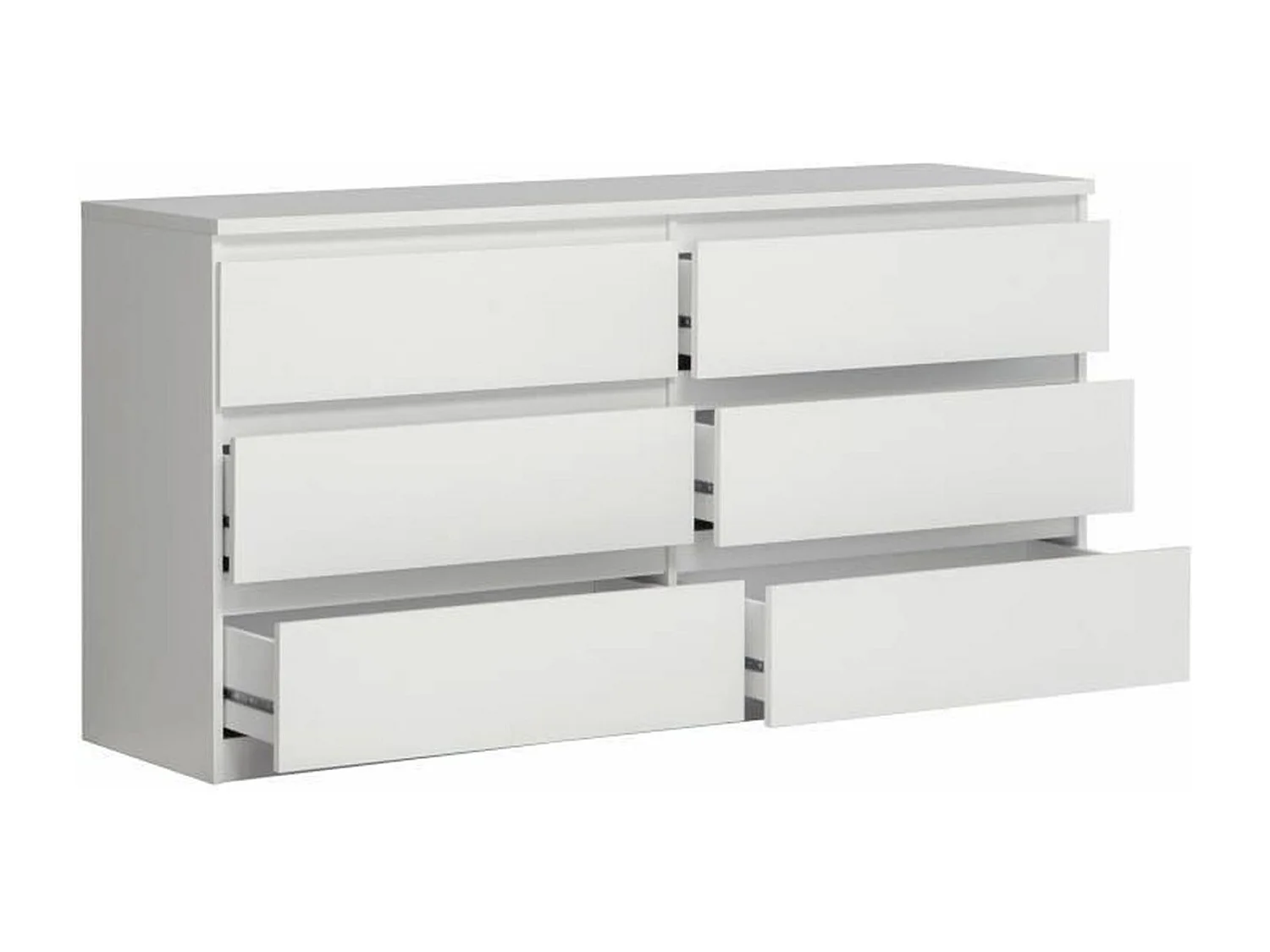 Commode CHELSEA 6 Tiroirs - Couleur blanc mat - L 154 x P 42,2 x H 79,9 cm