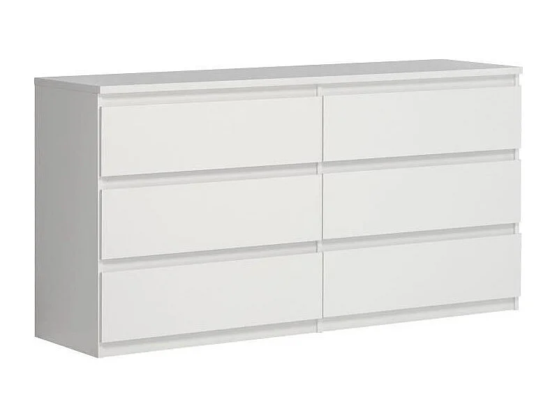 Commode CHELSEA 6 Tiroirs - Couleur blanc mat - L 154 x P 42,2 x H 79,9 cm