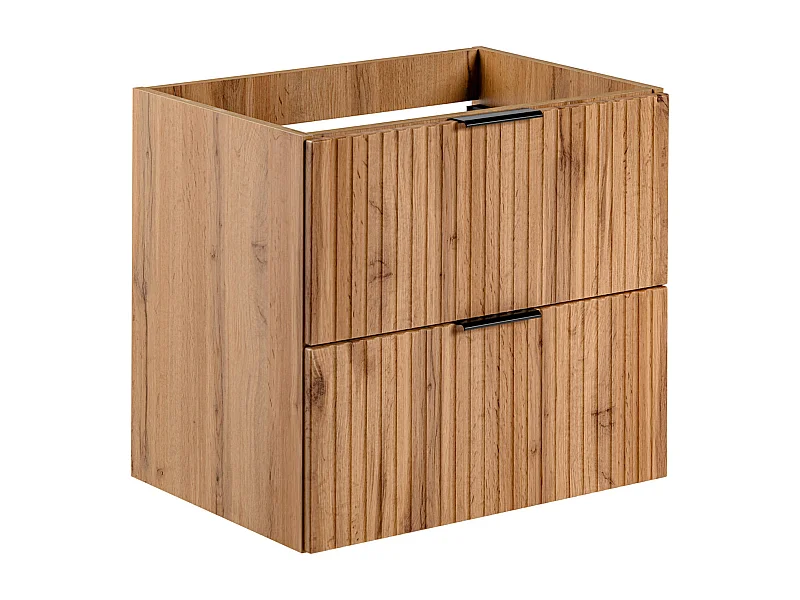 Mobile sotto lavabo sospeso con scanalature L60 cm Naturale chiaro - ZEVARA