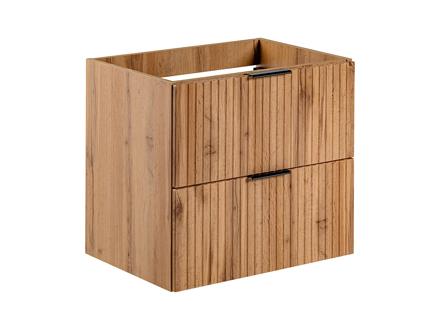 Upphängt handfat underskåp med randigt mönster - Ljust naturlig - B60 cm - ZEVARA