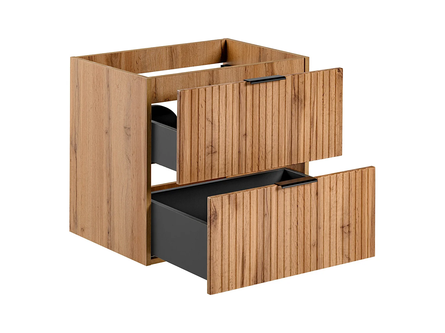 Upphängt handfat underskåp med randigt mönster - Ljust naturlig - B60 cm - ZEVARA