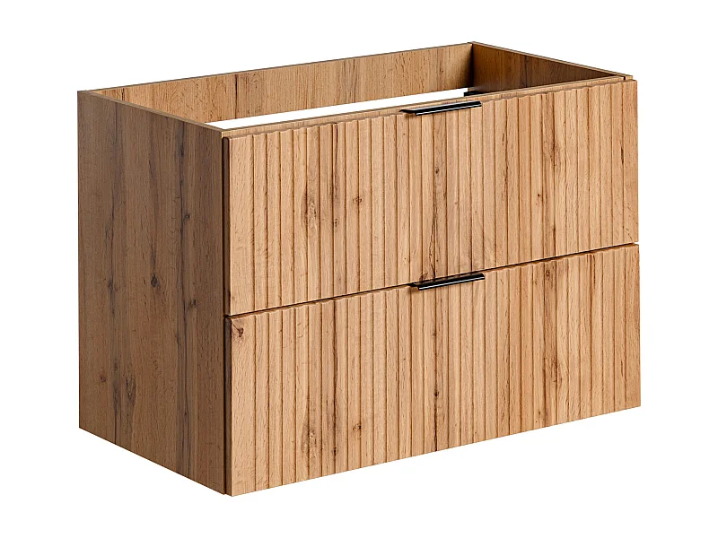 Waschbeckenunterschrank hängend - Streifenoptik - Holzfarben hell - 80 cm - ZEVARA