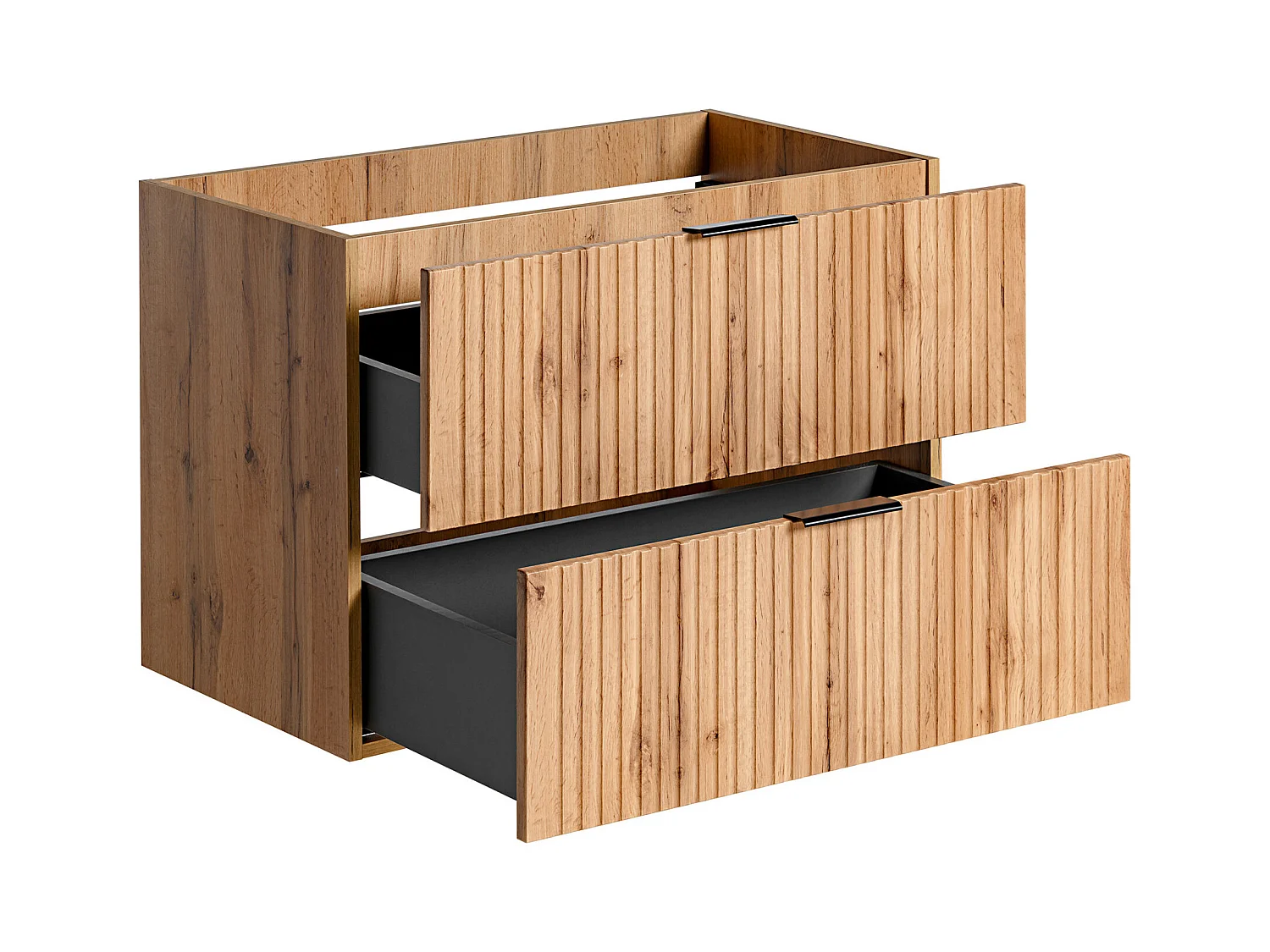 Vegghengt servantskap rillet lys natur 80 cm ZEVARA