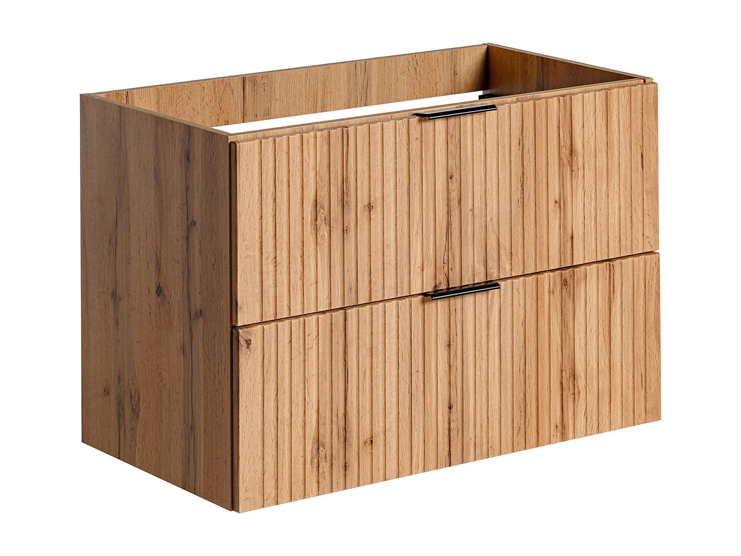 Geribbeld hangmeubel onder wastafel - Licht naturel - L80 cm - ZEVARA