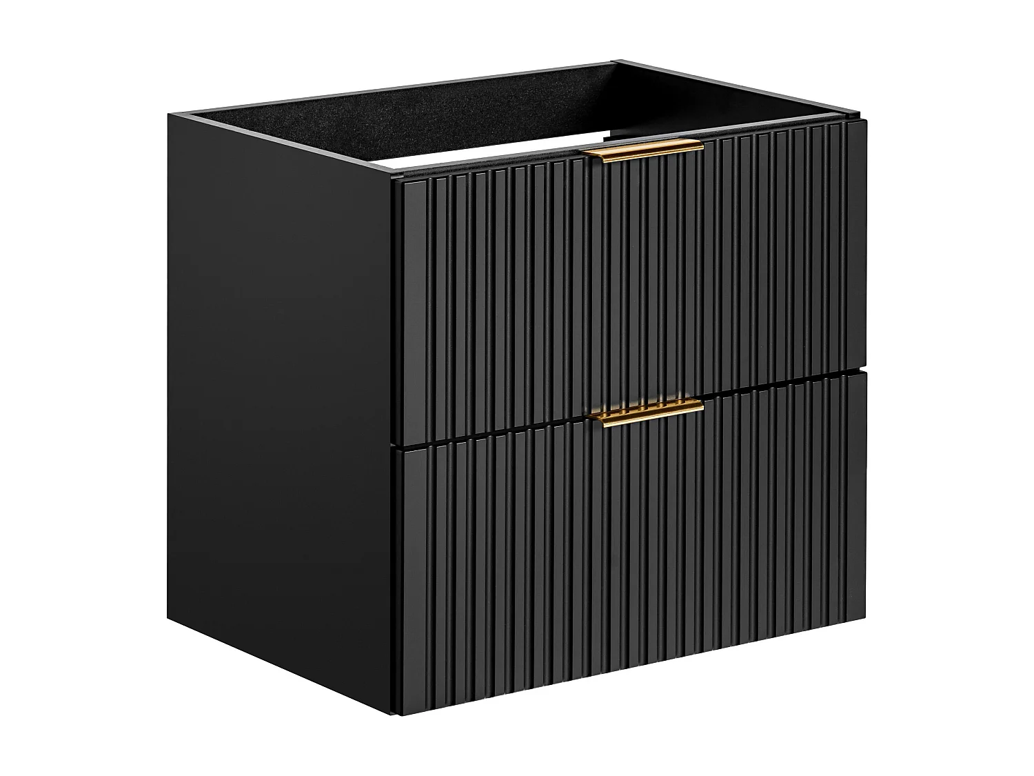 Meuble sous vasque suspendu strié - Noir - L60 cm - ZEVARA