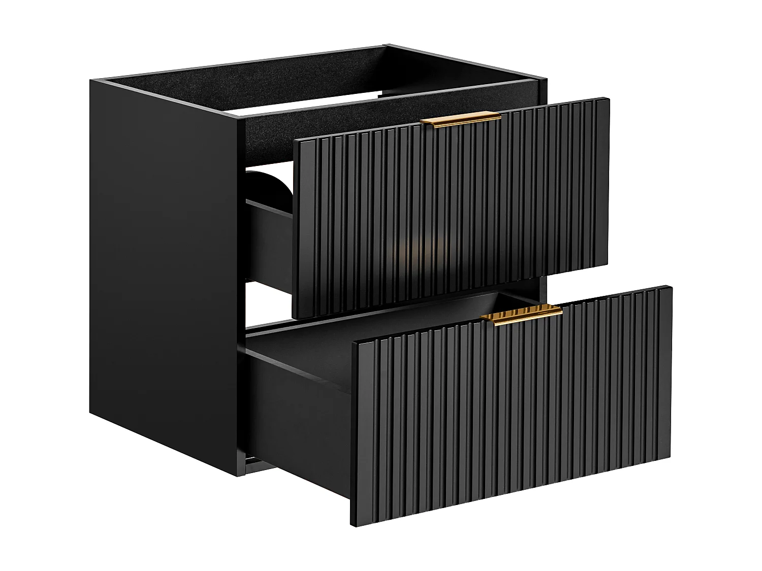 Meuble sous vasque suspendu strié - Noir - L60 cm - ZEVARA