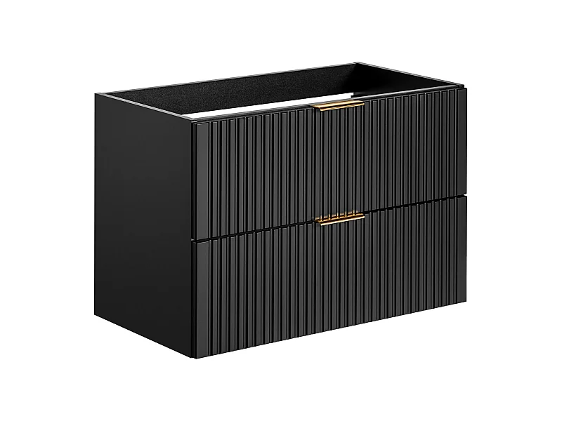 Waschbeckenunterschrank hängend - Streifenoptik - Schwarz - 80 cm - ZEVARA