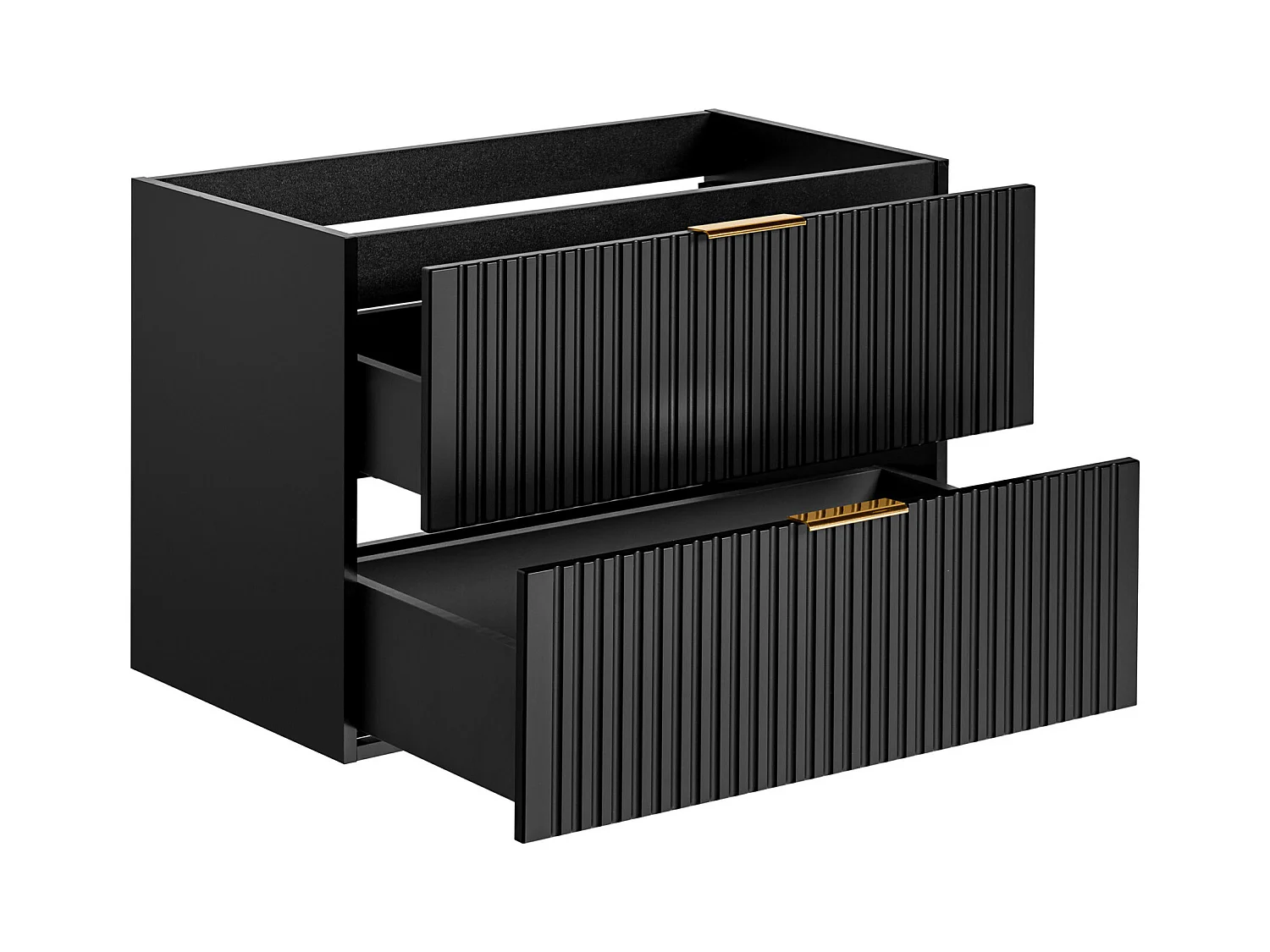 Upphängd vaskskåp med räfflor - Svart - 80 cm - ZEVARA