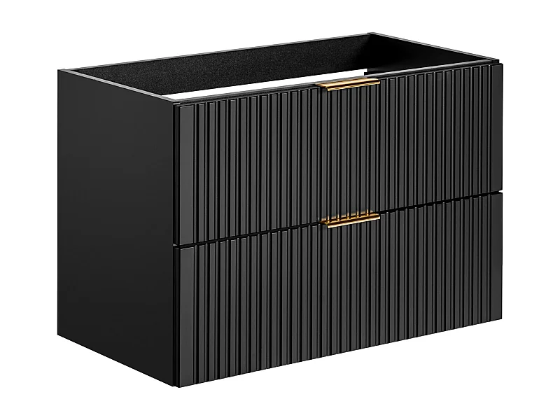 Mobile sotto lavabo sospeso con scanalature L80 cm Nero - ZEVARA