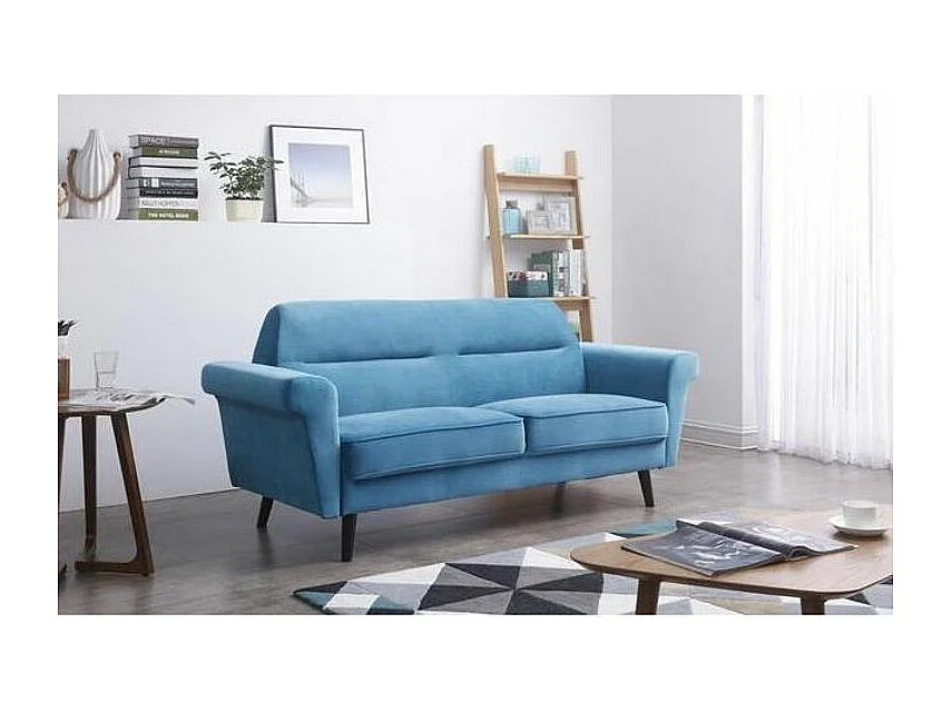 Canapé en Velours Design "Abayo" 204cm Bleu