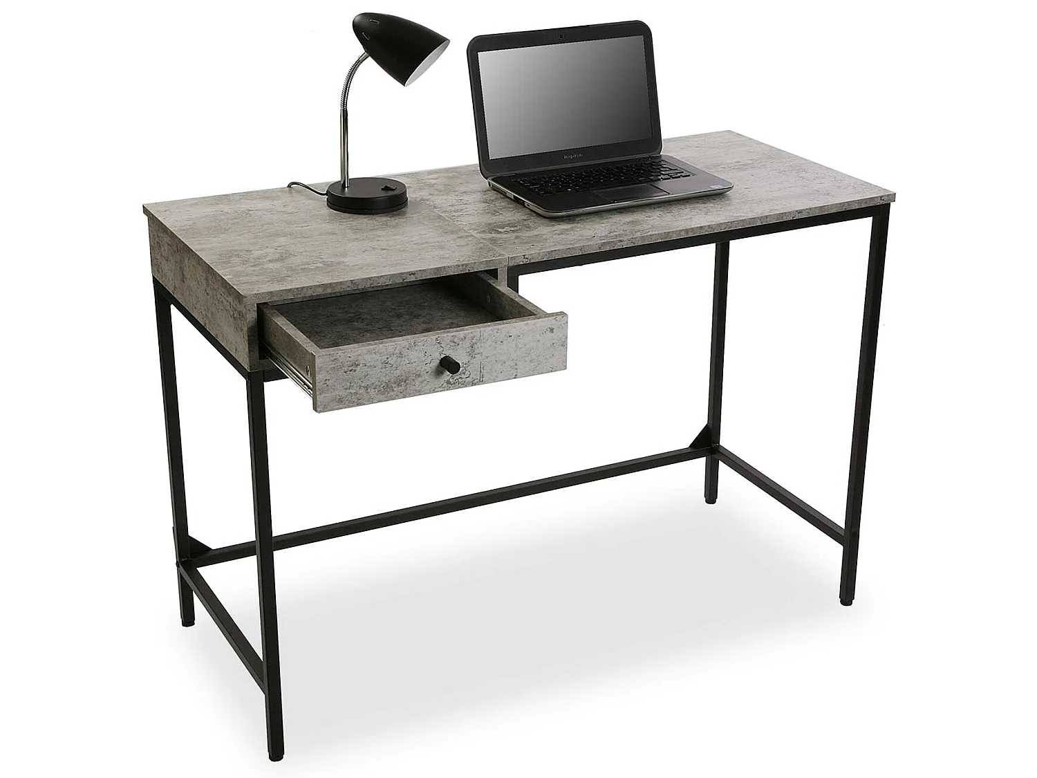 Jack Scrivania per Computer e Scrittoio Salvaspazio, Piccolo Tavolo da Ufficio, Salotto o Studio di Casa, Grigio, 76x48x110cm