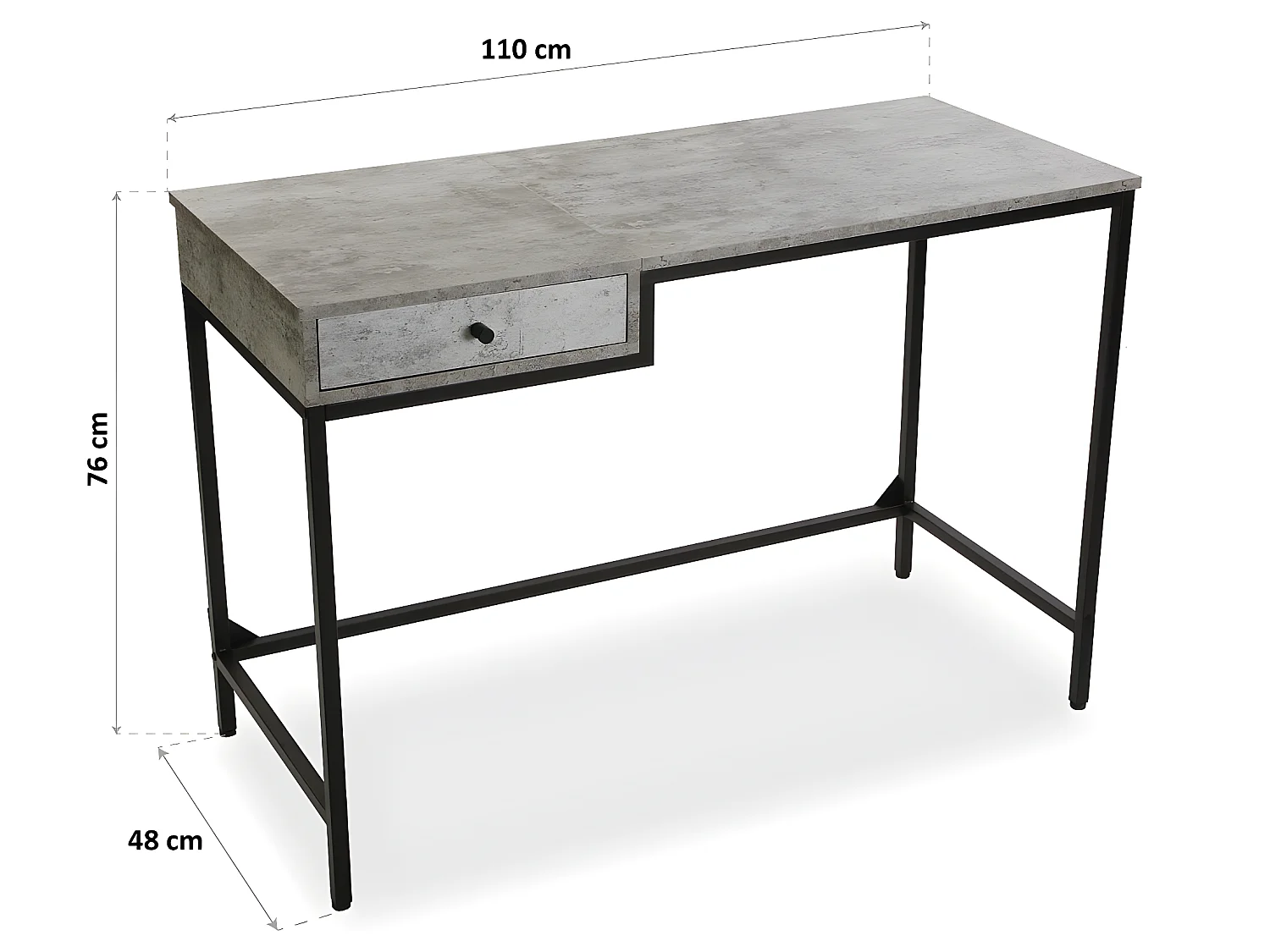 Jack Scrivania per Computer e Scrittoio Salvaspazio, Piccolo Tavolo da Ufficio, Salotto o Studio di Casa, Grigio, 76x48x110cm