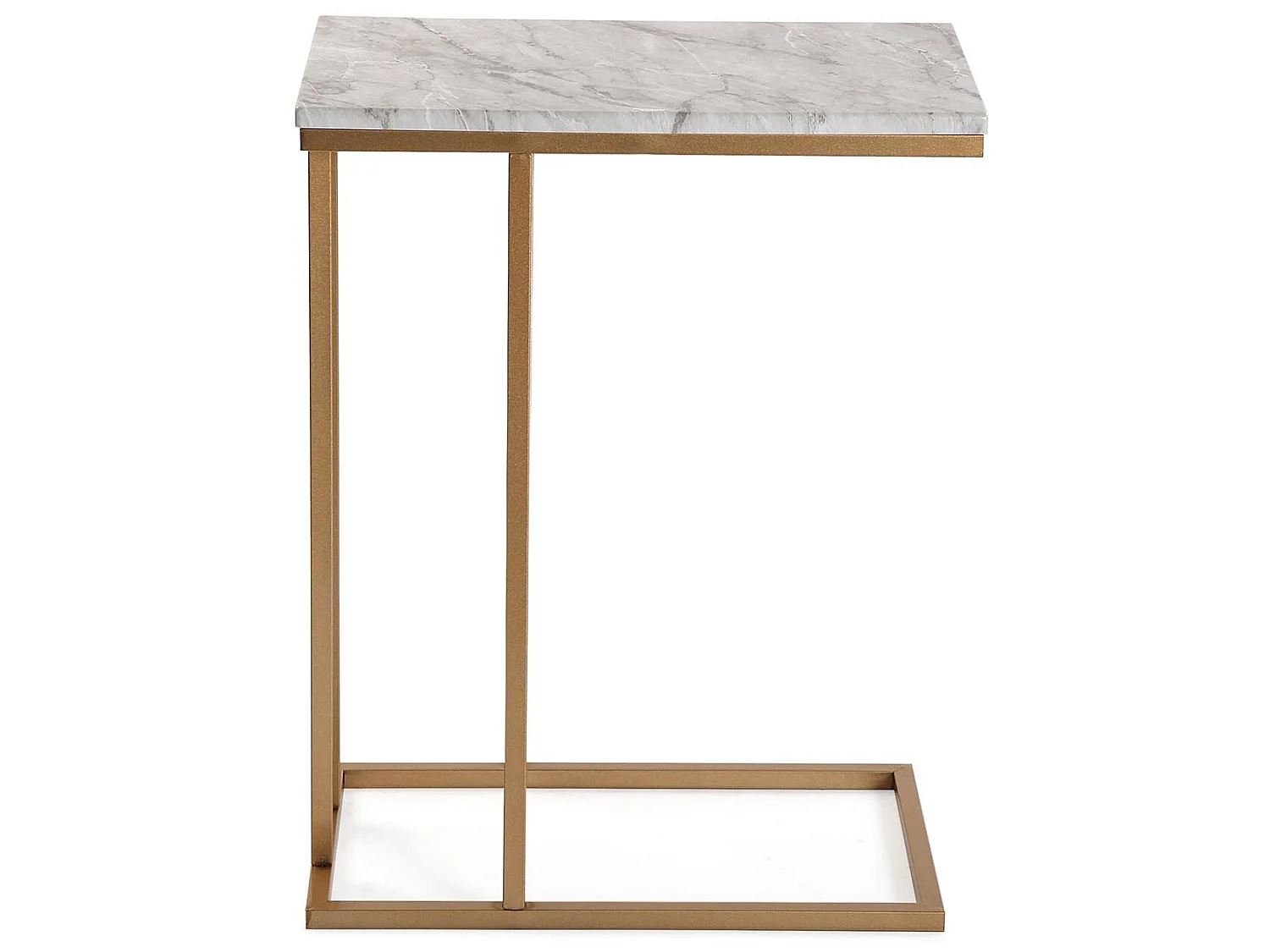 Table d'appoint Padua, 61 x 26 x 46 cm, Bois et métal, Marbre et or