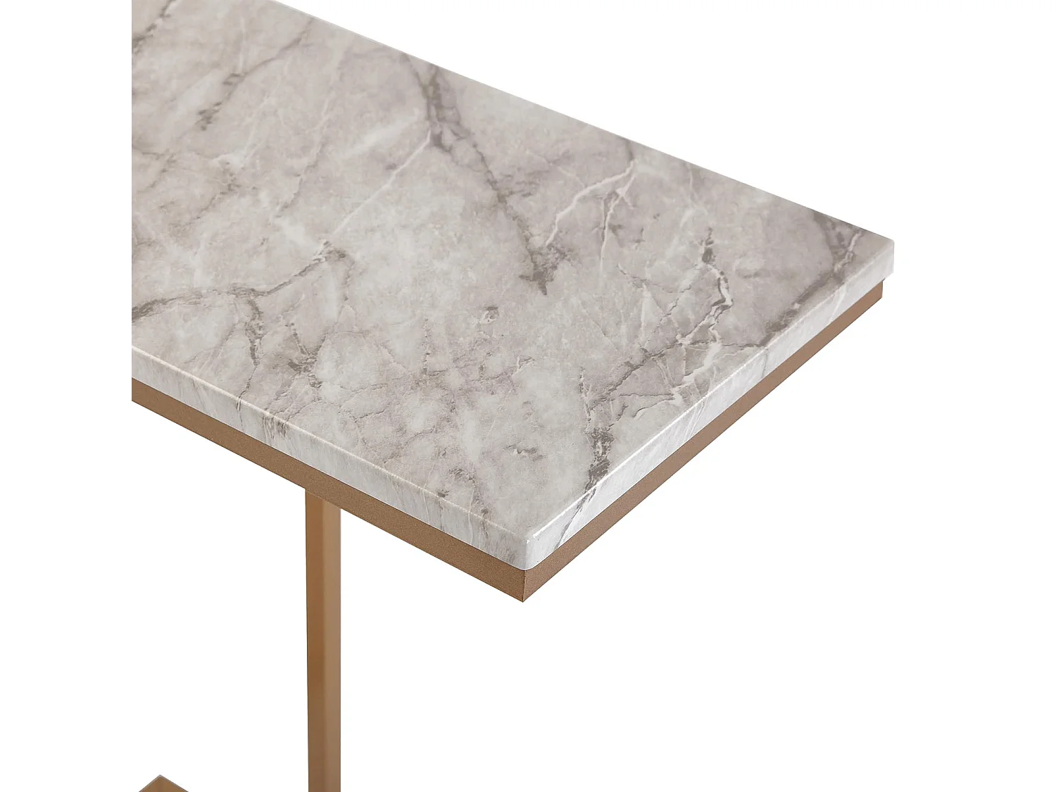 Table d'appoint Padua, 61 x 26 x 46 cm, Bois et métal, Marbre et or