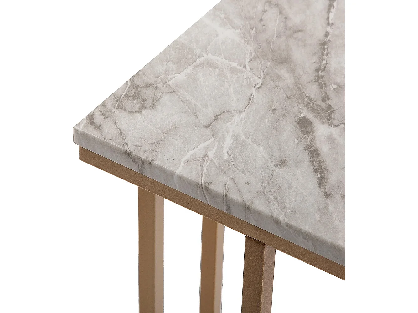 Table d'appoint Padua, 61 x 26 x 46 cm, Bois et métal, Marbre et or