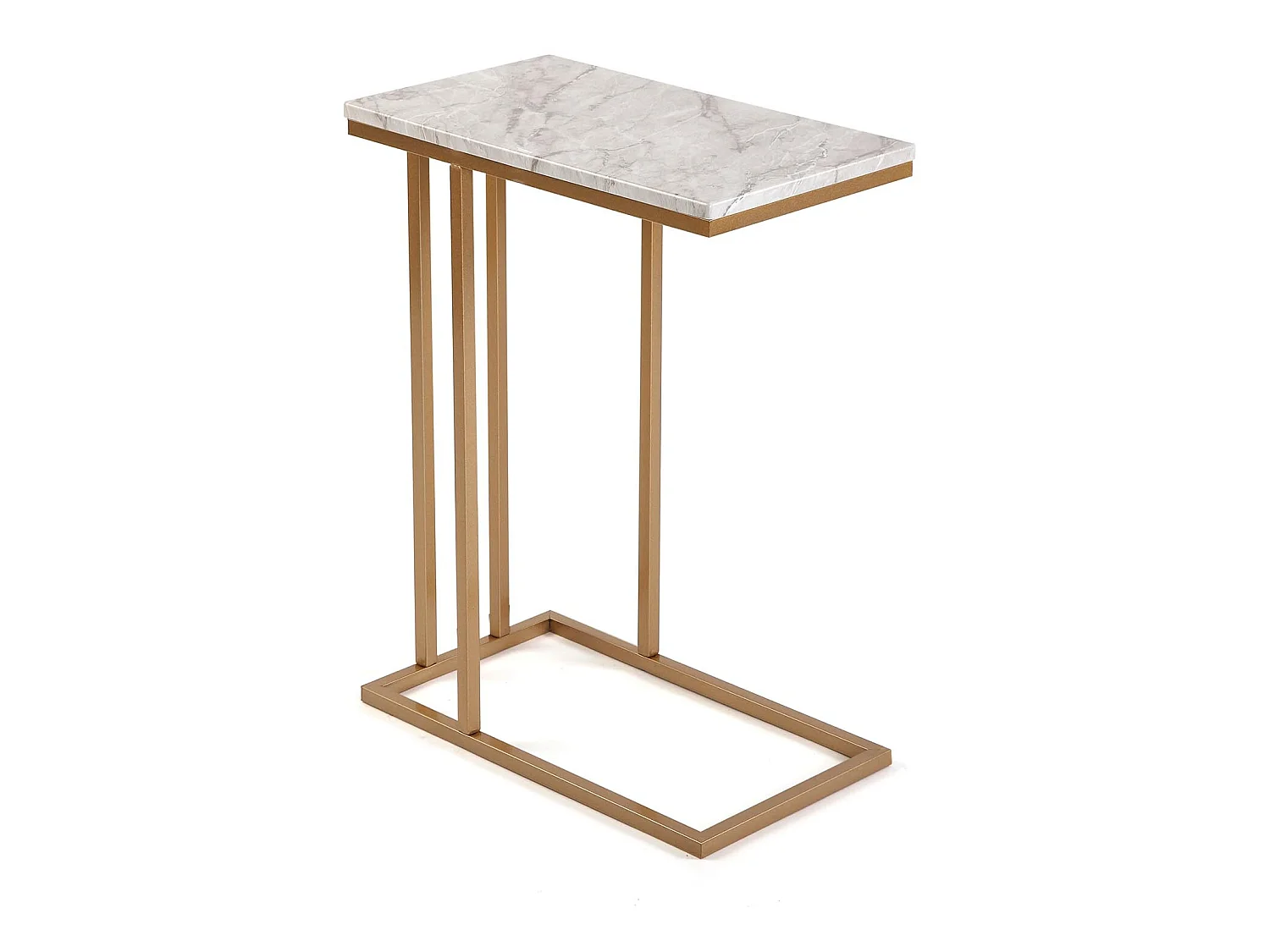 Table d'appoint Padua, 61 x 26 x 46 cm, Bois et métal, Marbre et or