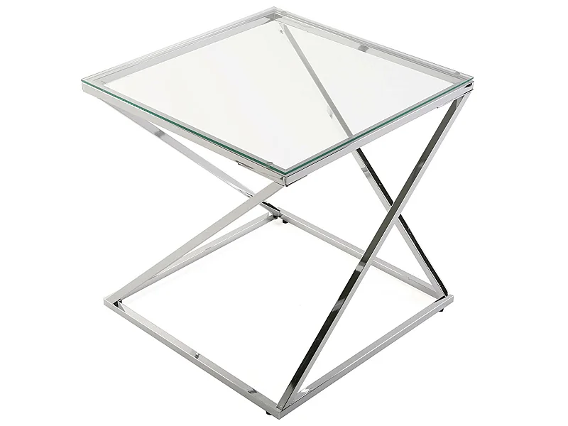 Trento Tavolino Ausiliario per Soggiorno, Tavolino moderno, Argento, 51x51x51cm