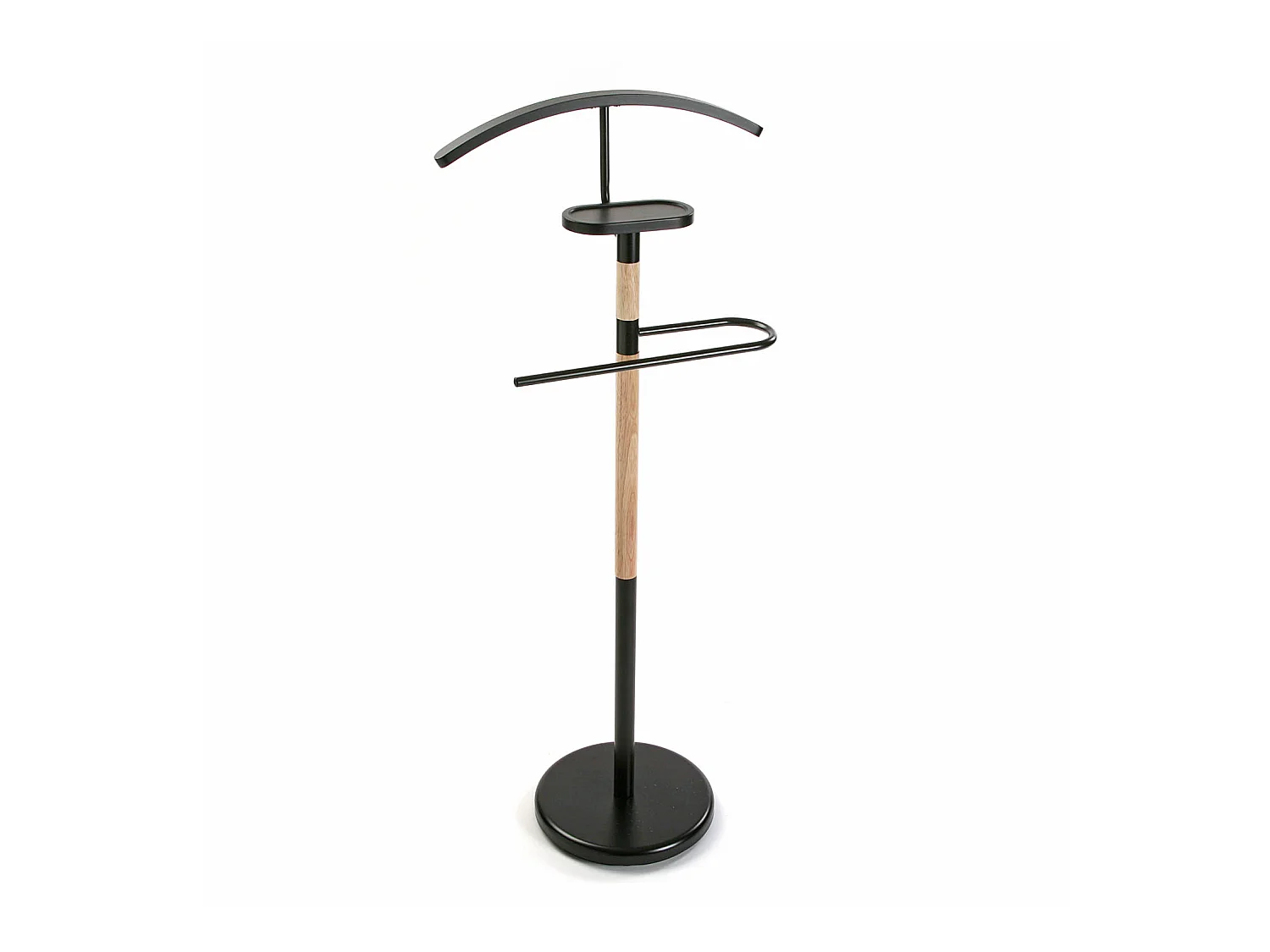Holstebro Galán de Noche Moderno Multifuncional con 2 Perchas o Colgadores para Ropa de Hombre o Mujer, Negro, 112x28,8x46,5cm