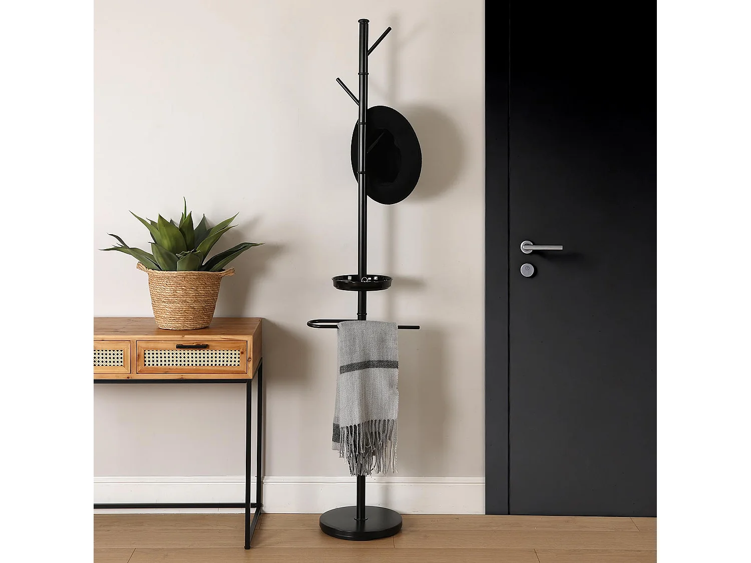 Valet de Chambre Noa, 180 x 30,5 x 40 cm, Métal, Noir