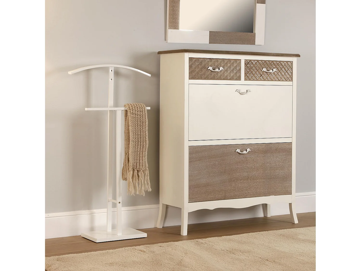 Valet de Chambre Lund, 100 x 20 x 52 cm, Acier, Blanc