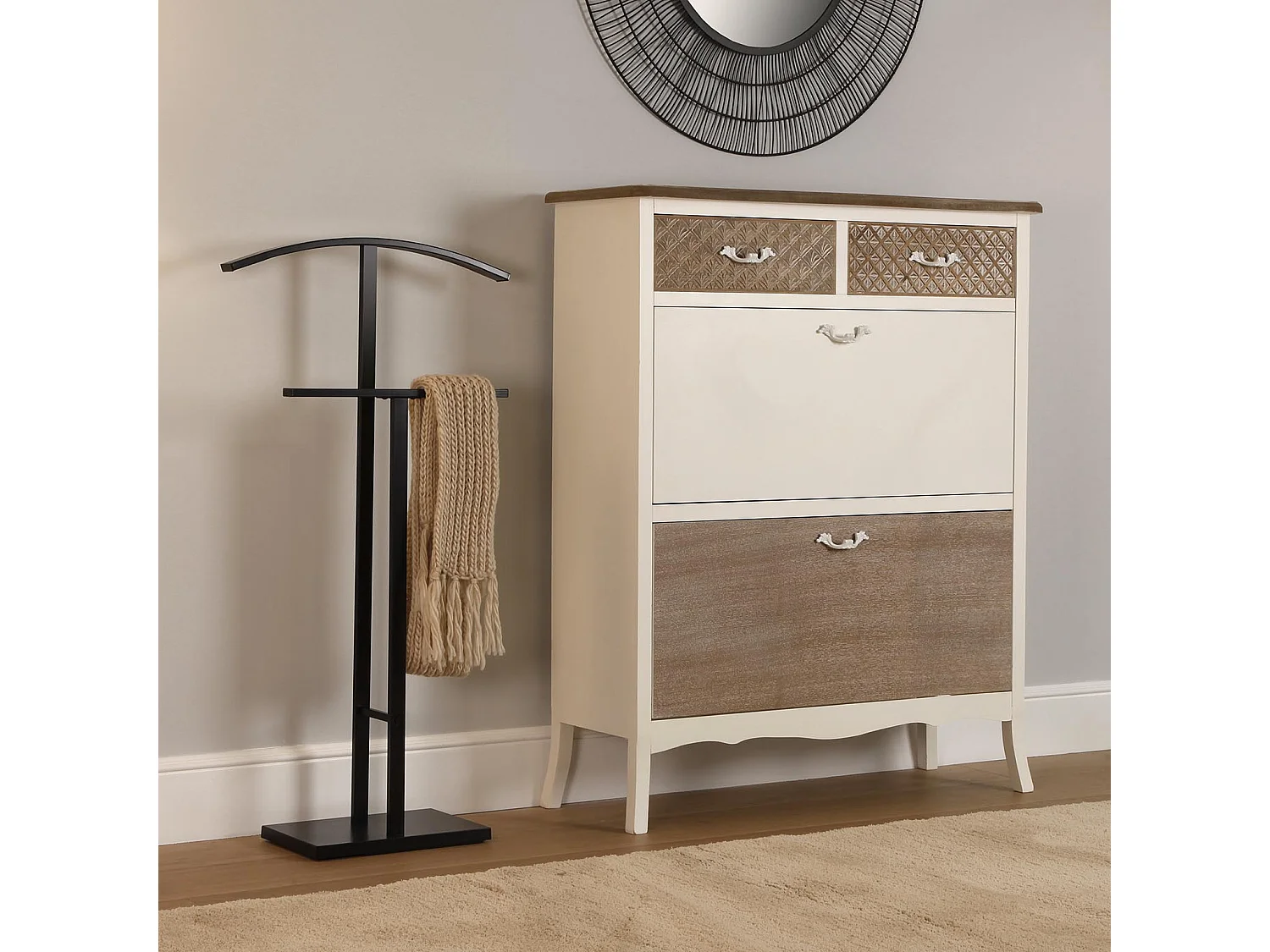 Valet de Chambre Lund, 100 x 20 x 52 cm, Acier, Noir