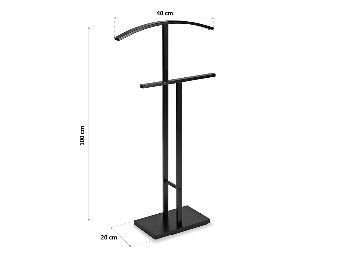 Valet de Chambre Lund, 100 x 20 x 52 cm, Acier, Noir