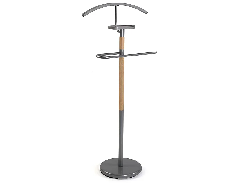 Holstebro Galán de Noche Moderno Multifuncional con 2 Perchas o Colgadores para Ropa de Hombre o Mujer, Gris, 112x28,8x46,5cm