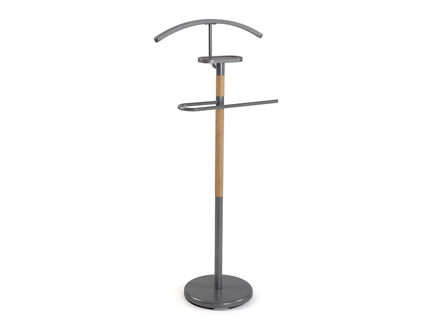 Holstebro Galán de Noche Moderno Multifuncional con 2 Perchas o Colgadores para Ropa de Hombre o Mujer, Gris, 112x28,8x46,5cm