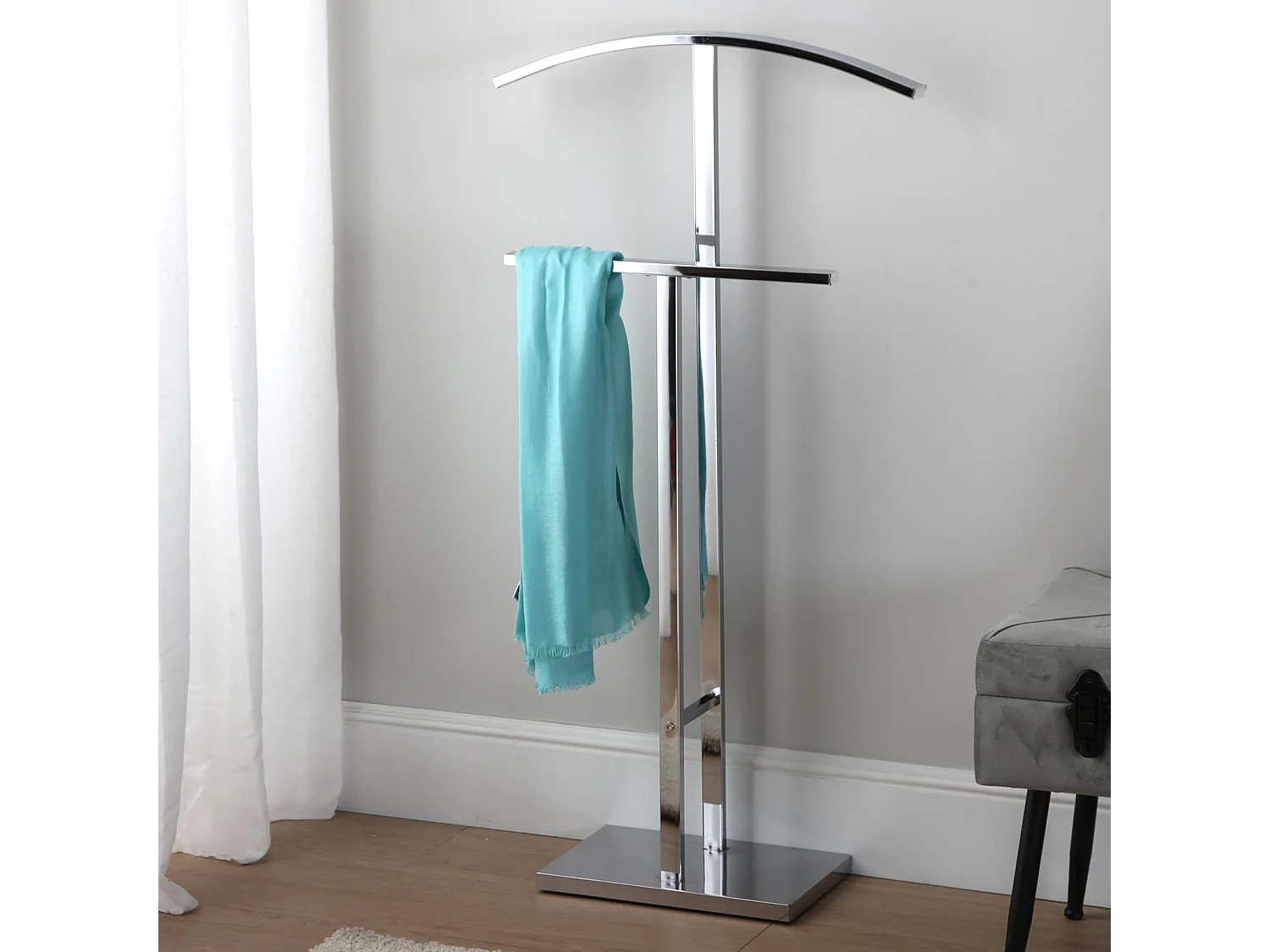 Valet de Chambre Lund, 100 x 20 x 52 cm, Acier, Argenté