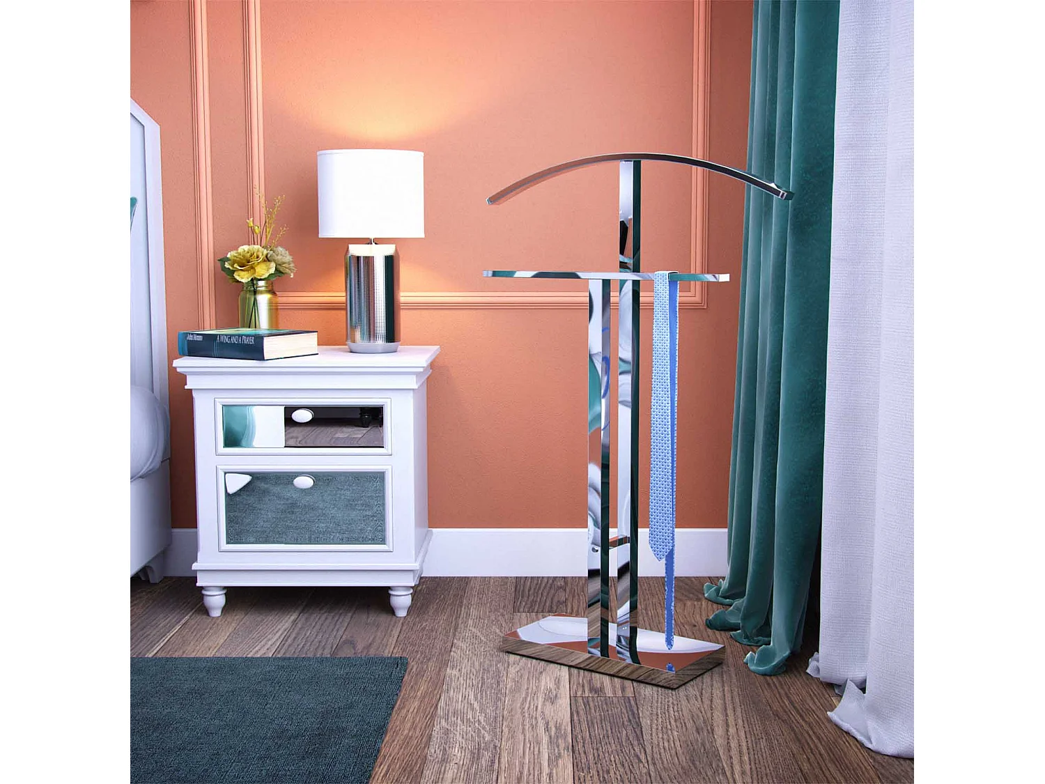 Valet de Chambre Lund, 100 x 20 x 52 cm, Acier, Argenté