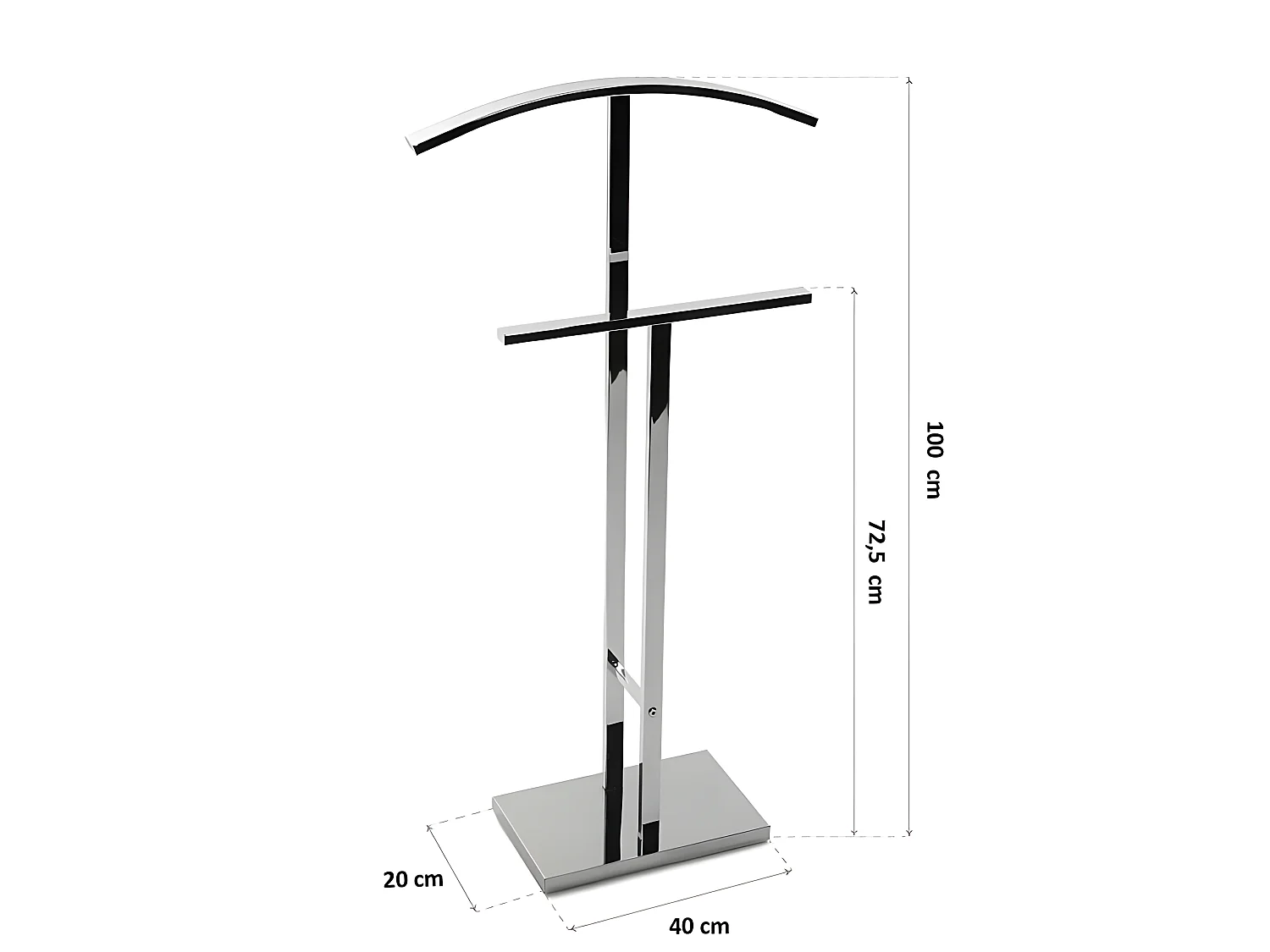 Valet de Chambre Lund, 100 x 20 x 52 cm, Acier, Argenté