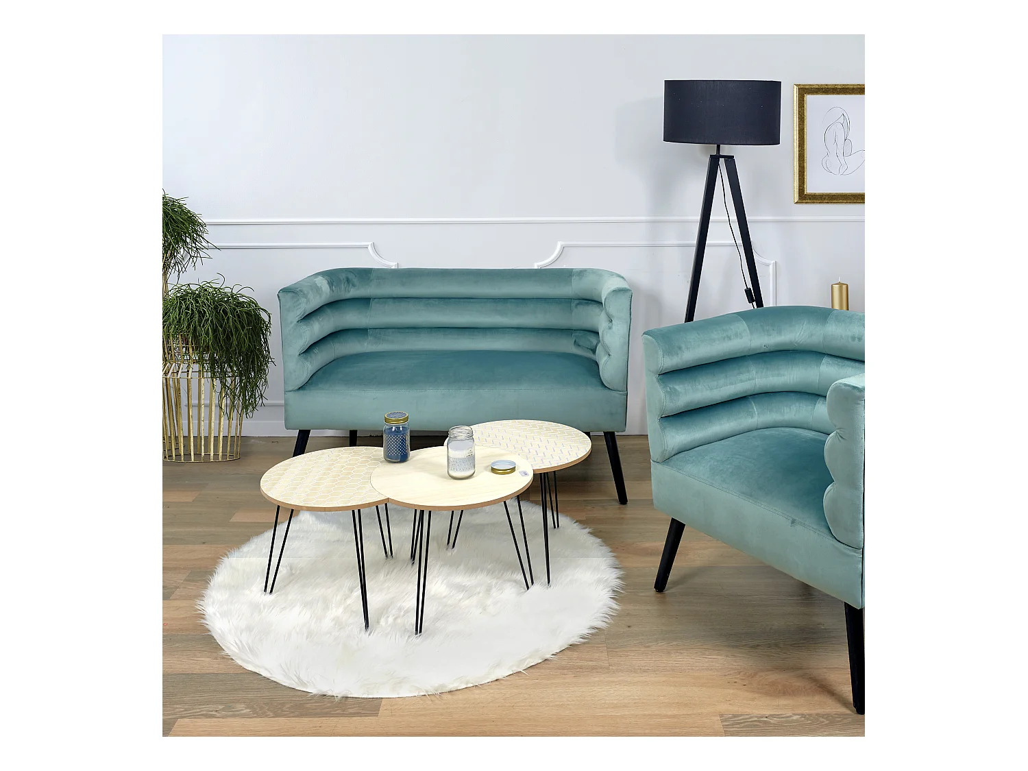 Canape Amelia Velours Vert Vert