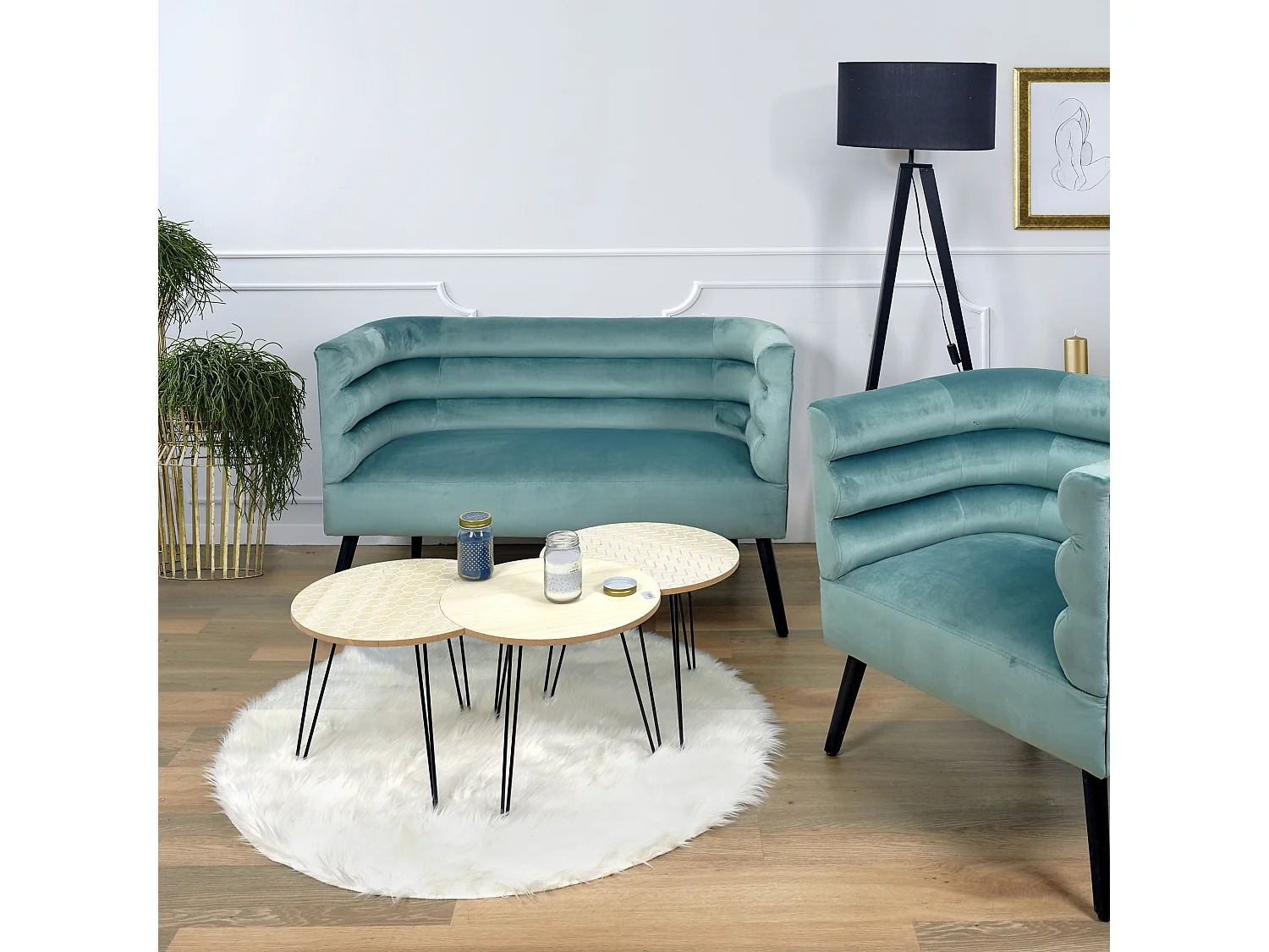 Canape Amelia Velours Vert Vert