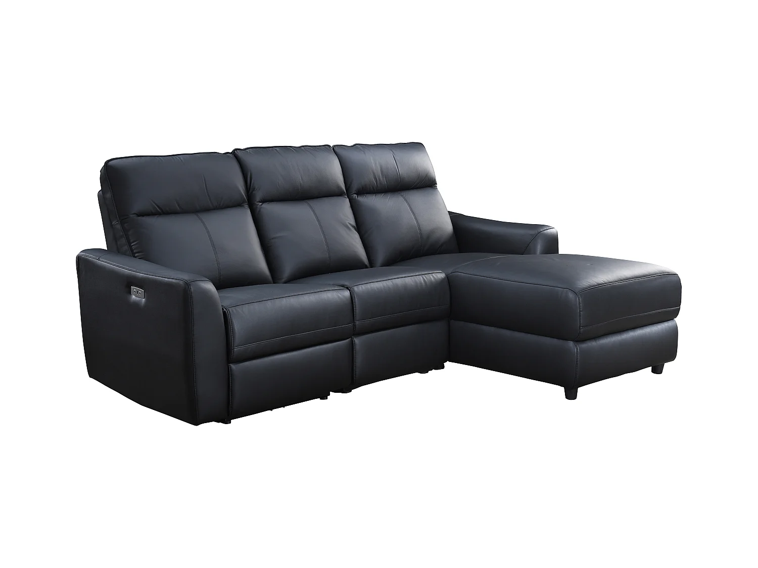 Divano relax elettrico in Pelle Nero - Angolo a destra - ISPICA