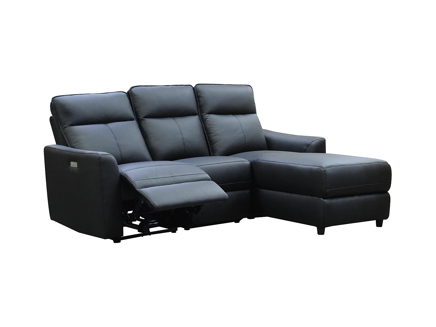 Divano relax elettrico in Pelle Nero - Angolo a destra - ISPICA