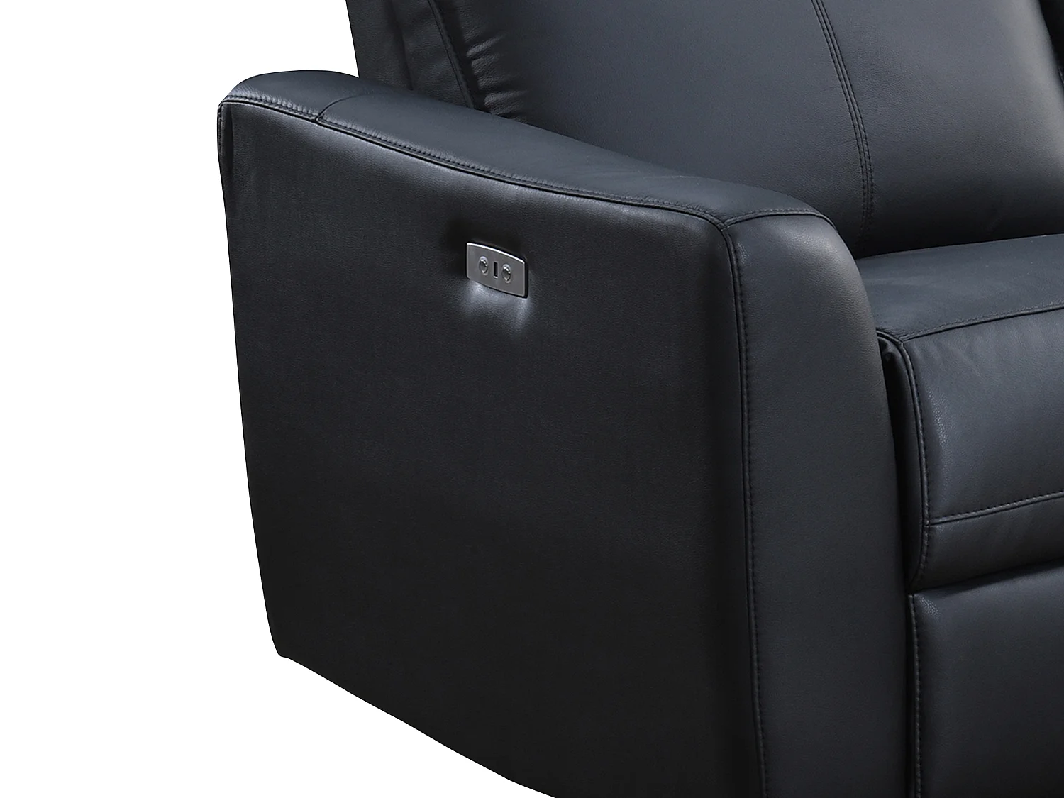 Divano relax elettrico in Pelle Nero - Angolo a destra - ISPICA