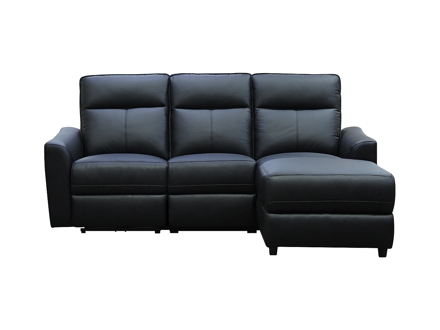 Elektrische relaxhoekbank met hoek rechts van zwart leer ISPICA