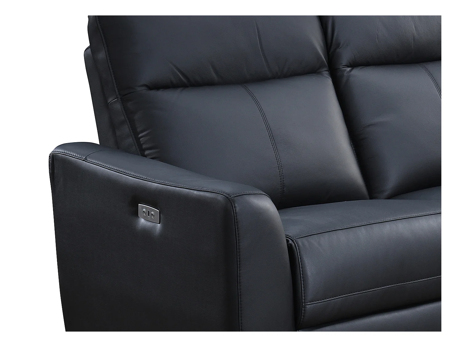 Elektrische relaxhoekbank met hoek rechts van zwart leer ISPICA