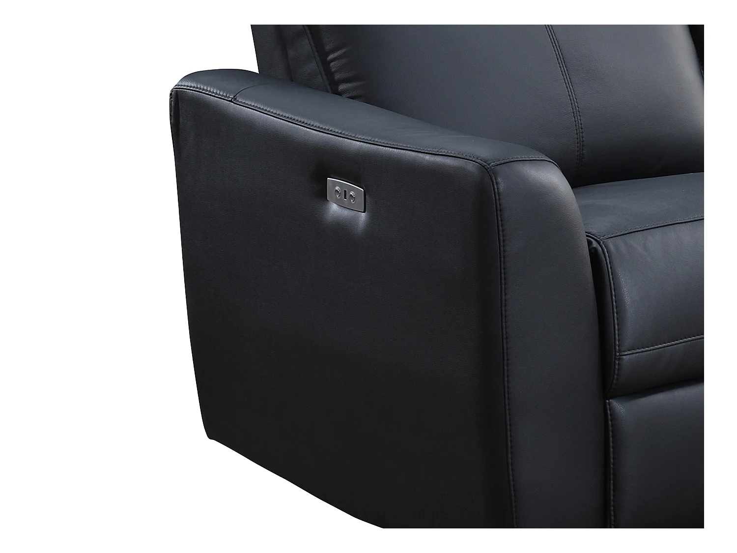 Elektrische relaxhoekbank met hoek rechts van zwart leer ISPICA